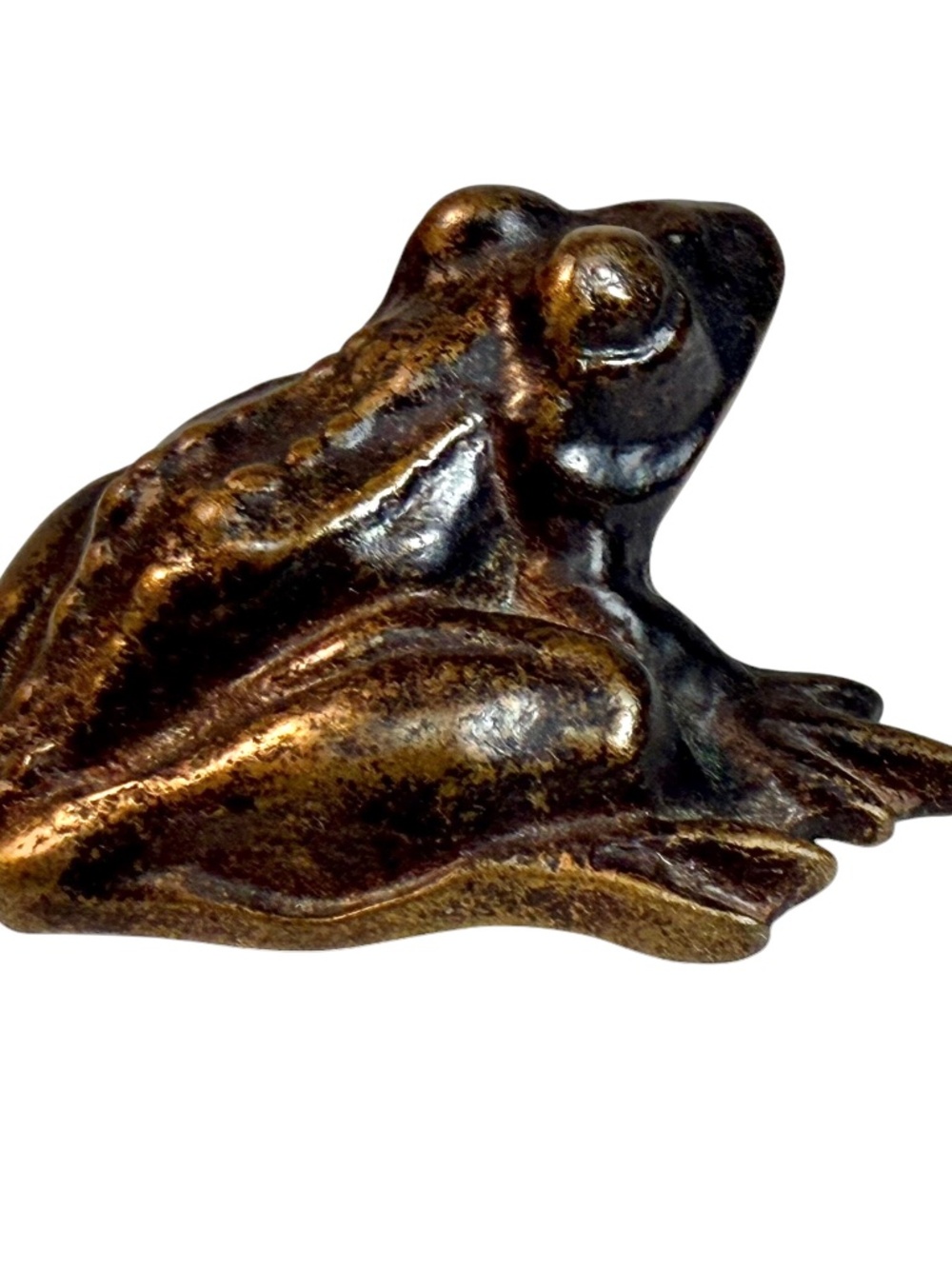 Vintage Bronze Frog Signed Nelles 1990 Figurine Sculpture 3" L